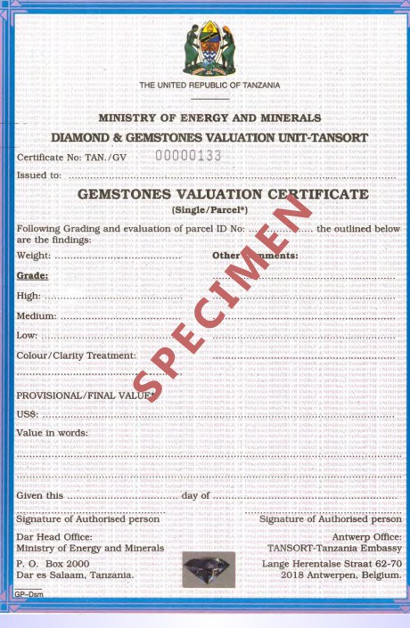 Gemstone Valuation Certificate
