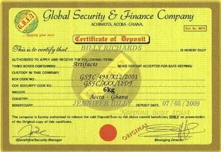 Fake certificate of ownership