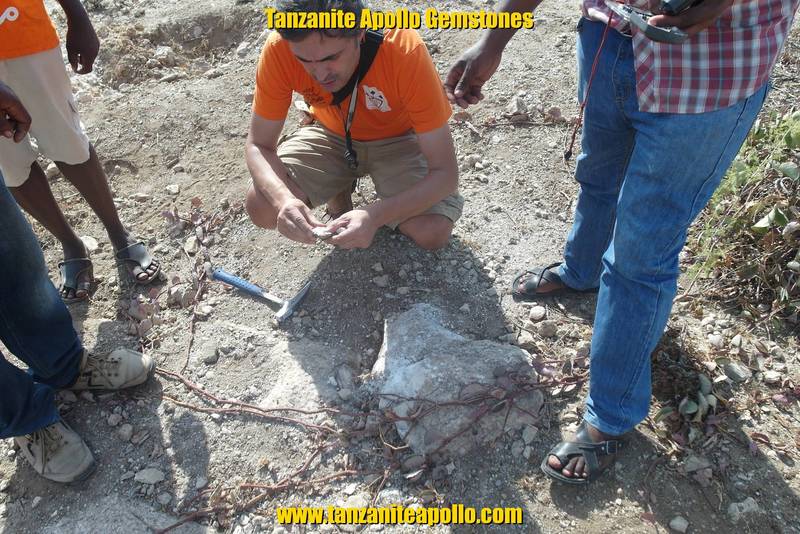 Inspecting the dolomitic marble on Mirerani Hills, Tanzania