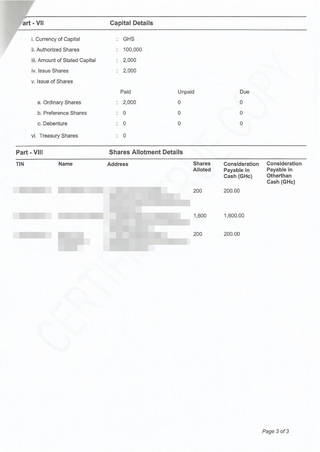 Capital Details for Company Registration in Ghana