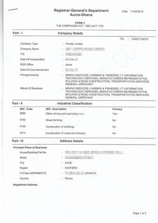 Company Details, Company Registration in Ghana